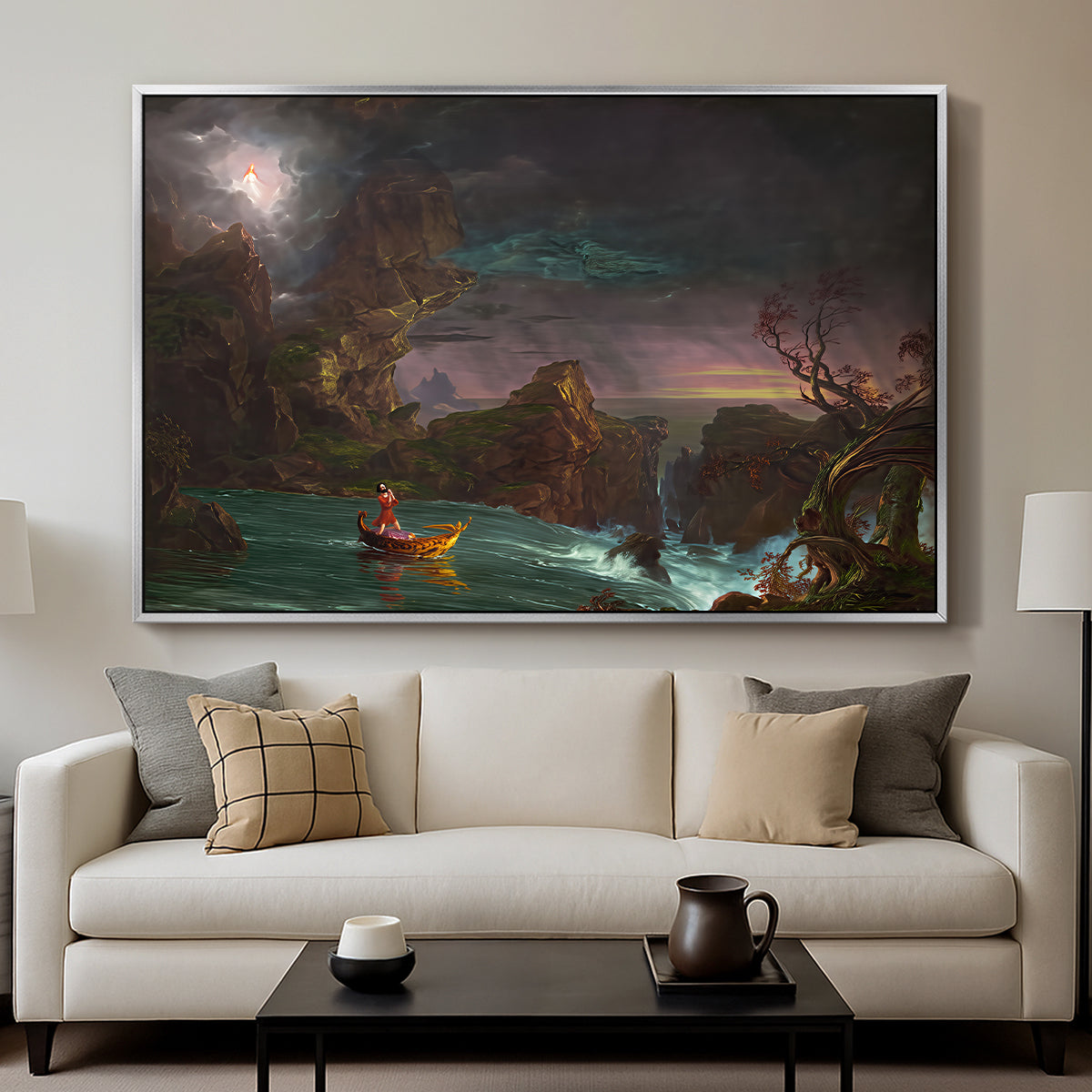 The Voyage of Life: Manhood, 1842 - Floater Framed Canvas Print