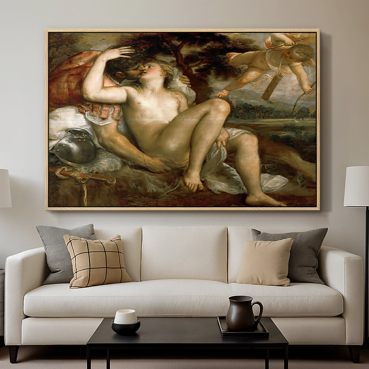 Mars, Venus and Cupid, c. 1530 - Floater Framed Canvas Print