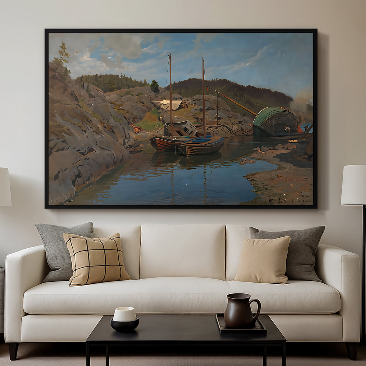 Pilotboats, 1875 - Floater Framed Canvas Print