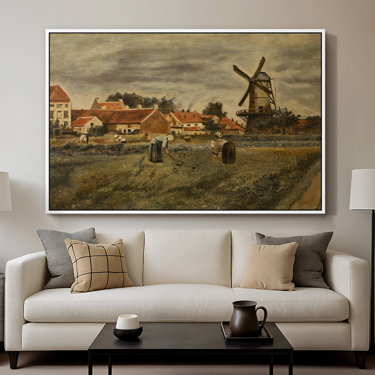 The Potato Harvest, c. 1875 - Floater Framed Canvas Print