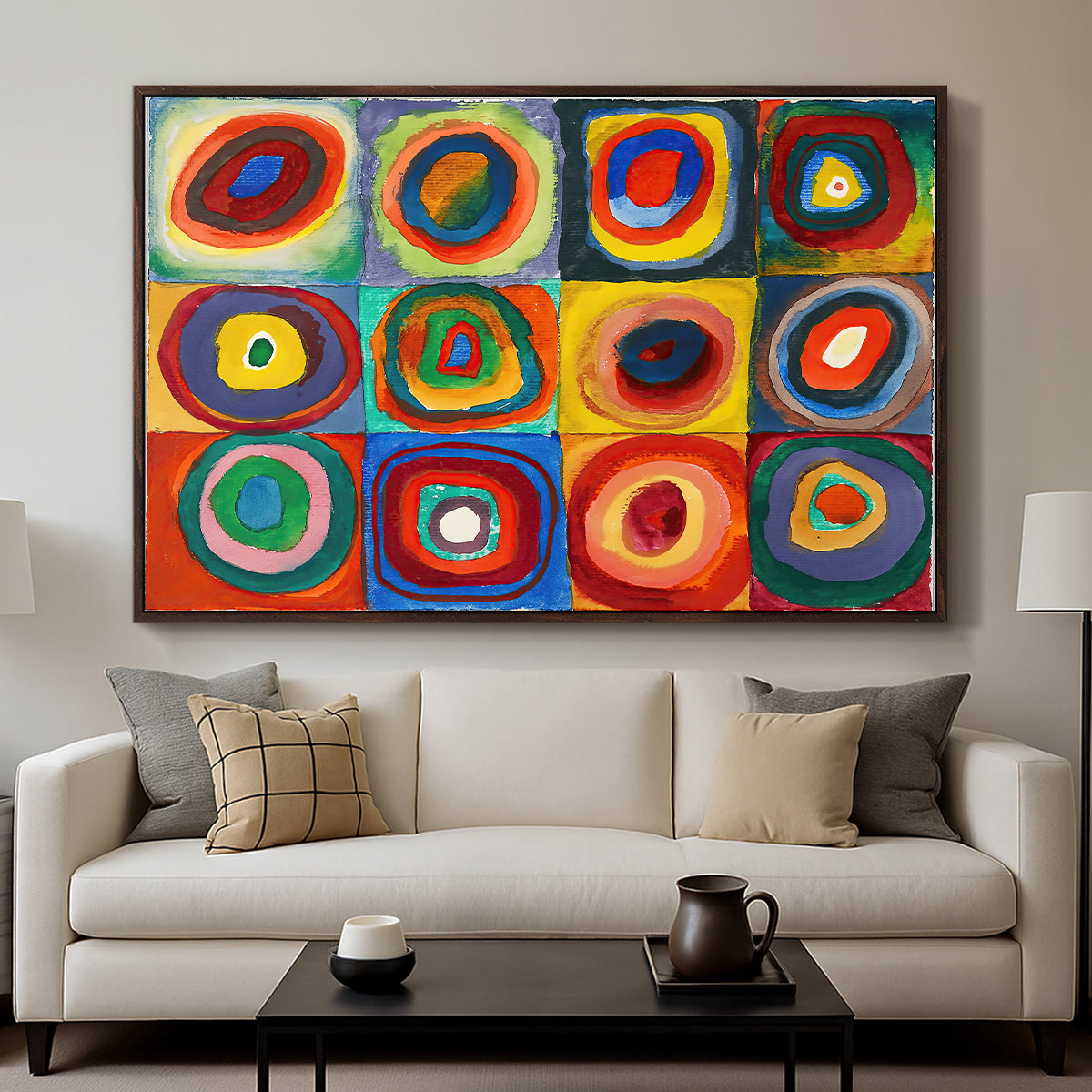 Color Study: Squares with Concentric Circles, 1913 - Floater Framed Canvas Print