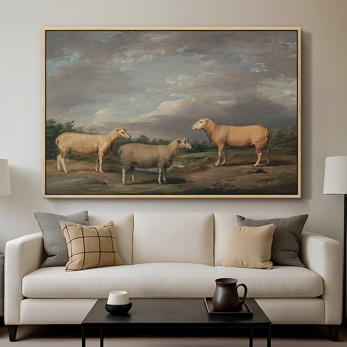 Ryelands Sheep, the King's Ram, the King's Ewe and Lord Somerville's Wether, c. 1801-1807 - Floater Framed Canvas Print