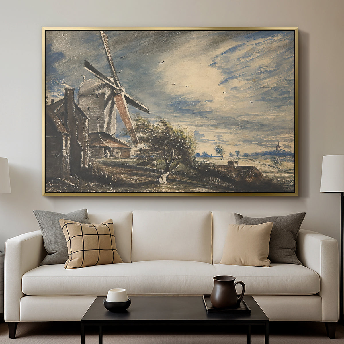 A Mill Near Colchester, c. 1833 - Floater Framed Canvas Print