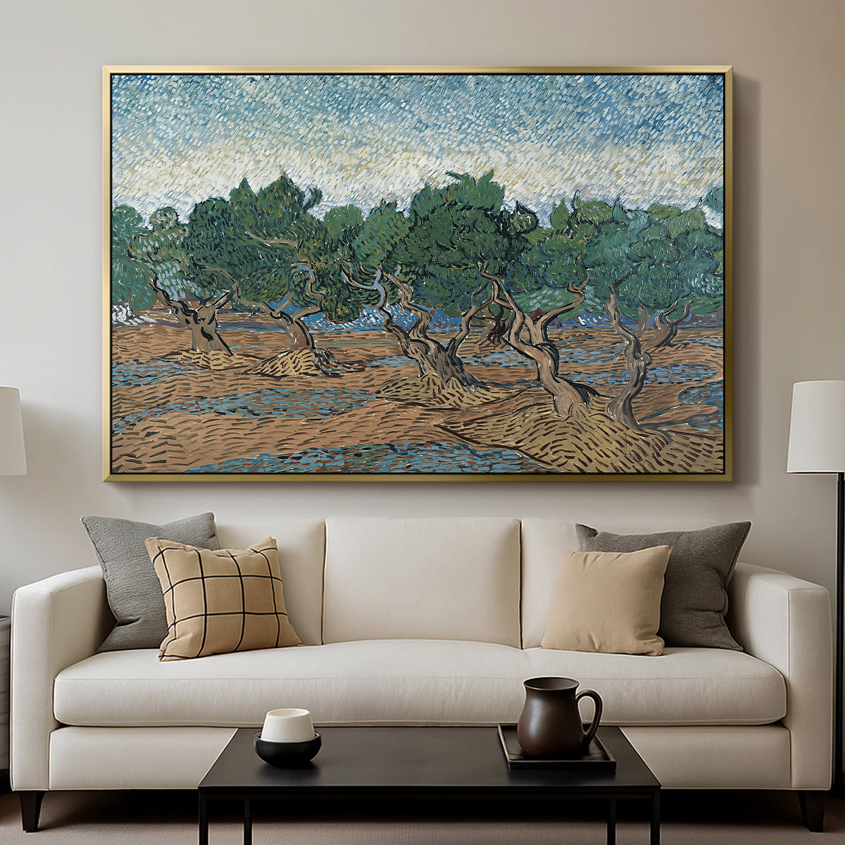 Olive Trees, 1889 - Floater Framed Canvas Print