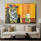 Woman Yelling at a Cat Meme (Picasso Parody) - Floater Framed Canvas Print