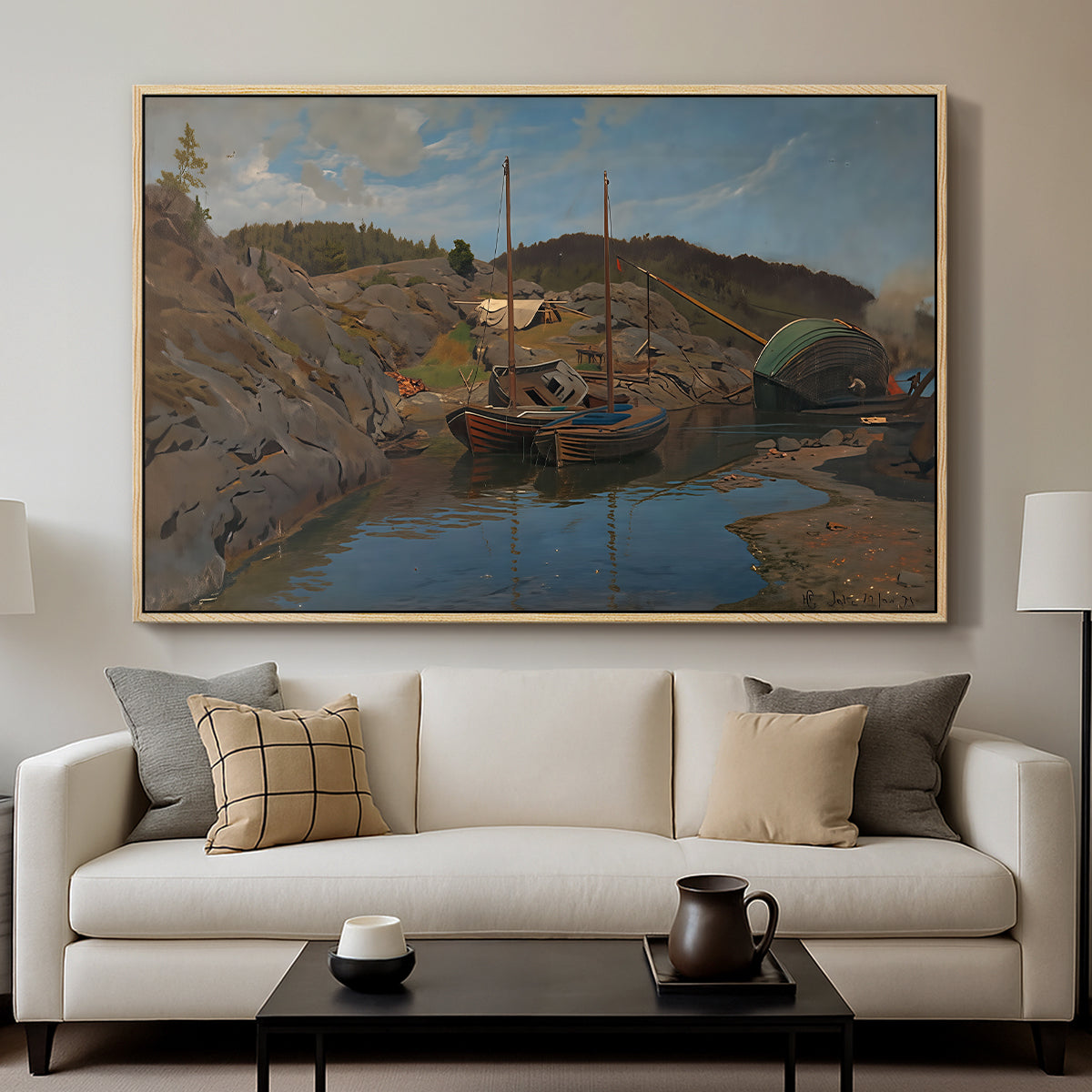 Pilotboats, 1875 - Floater Framed Canvas Print