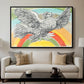 Flying Dove with Rainbow (Colombe volant à l'Arc-en-ciel), 1952 - Floater Framed Canvas Print