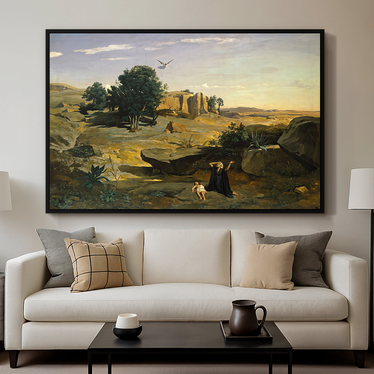 Hagar in the Wilderness, 1835 - Floater Framed Canvas Print