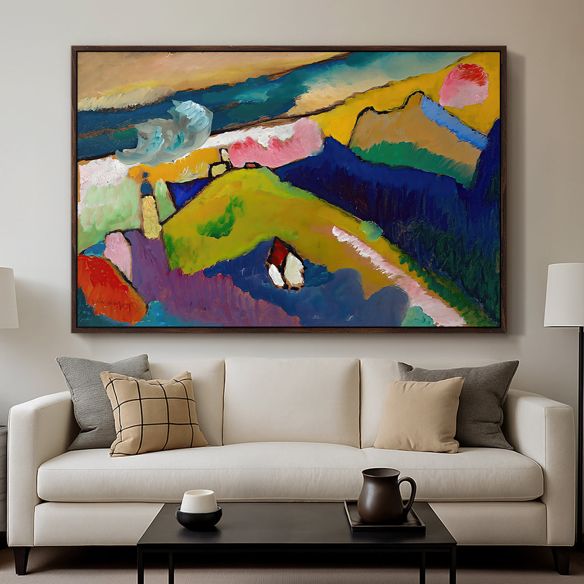 Murnau Mountain Landscape with Church, 1910 - Floater Framed Canvas Print