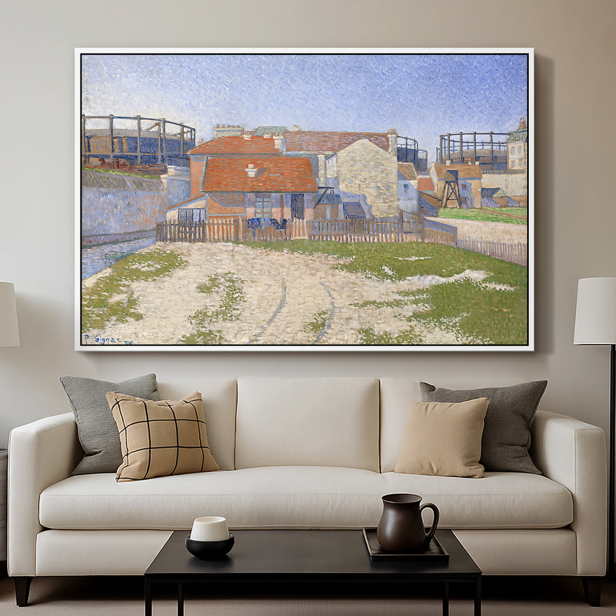 Gasometers at Clichy, 1886 - Floater Framed Canvas Print