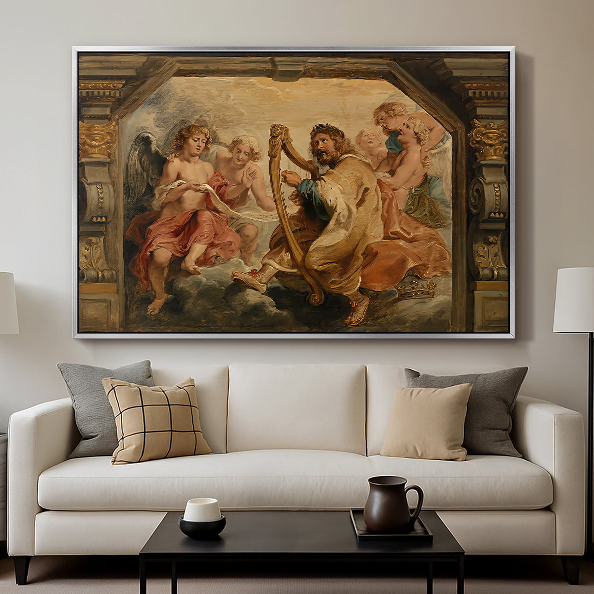 King David Playing the Harp, c. 1627-1628 - Floater Framed Canvas Print