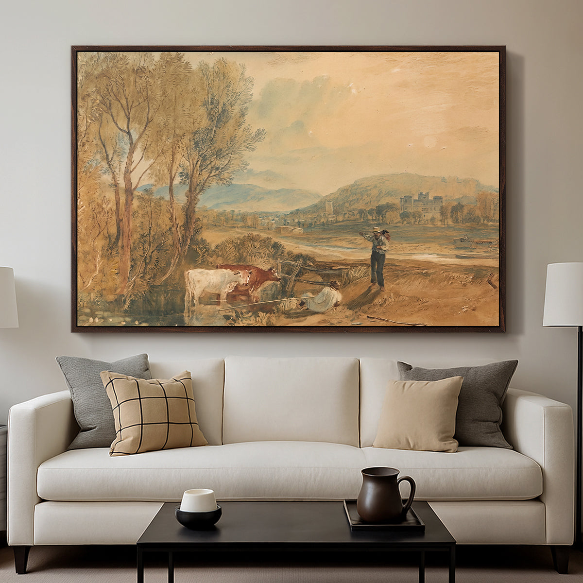 Lulworth Castle, Dorset, c. 1820 - Floater Framed Canvas Print