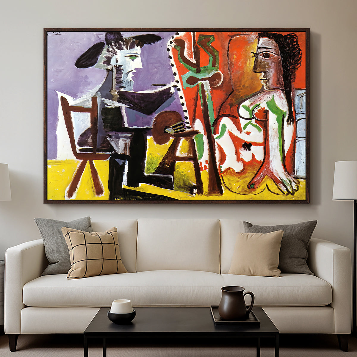The Painter and His Model, 1963 - Floater Framed Canvas Print