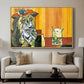 Woman Yelling at a Cat Meme (Picasso Parody) - Floater Framed Canvas Print