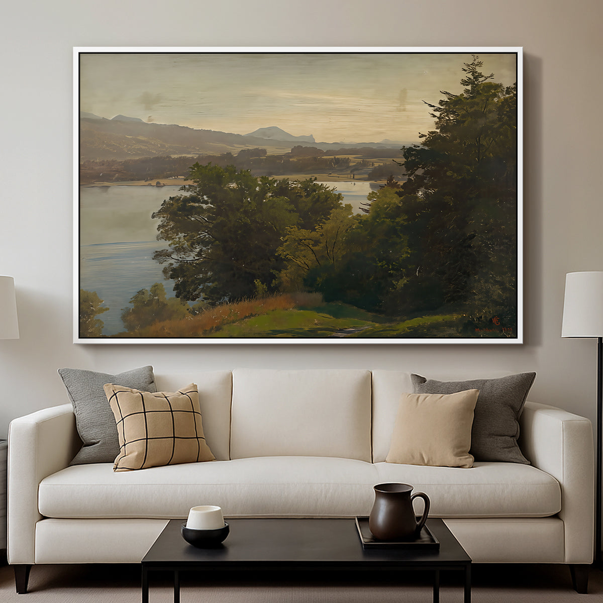 View of the Mondsee, 1870 - Floater Framed Canvas Print