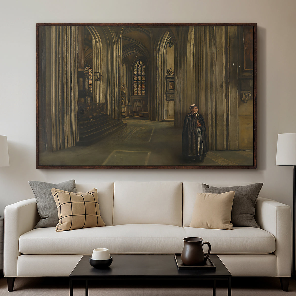 Interior of a Church, 1871 - Floater Framed Canvas Print