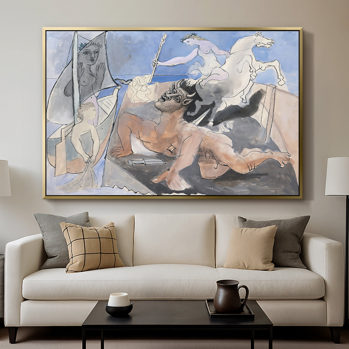 Composition with Minotaur, 1936 - Floater Framed Canvas Print