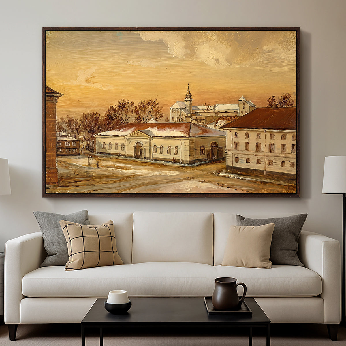The Riding School at Akershus Castle, 1846 - Floater Framed Canvas Print