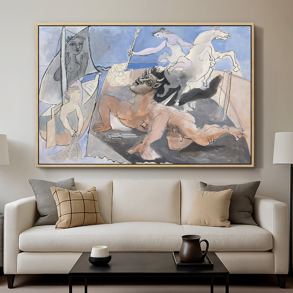 Composition with Minotaur, 1936 - Floater Framed Canvas Print