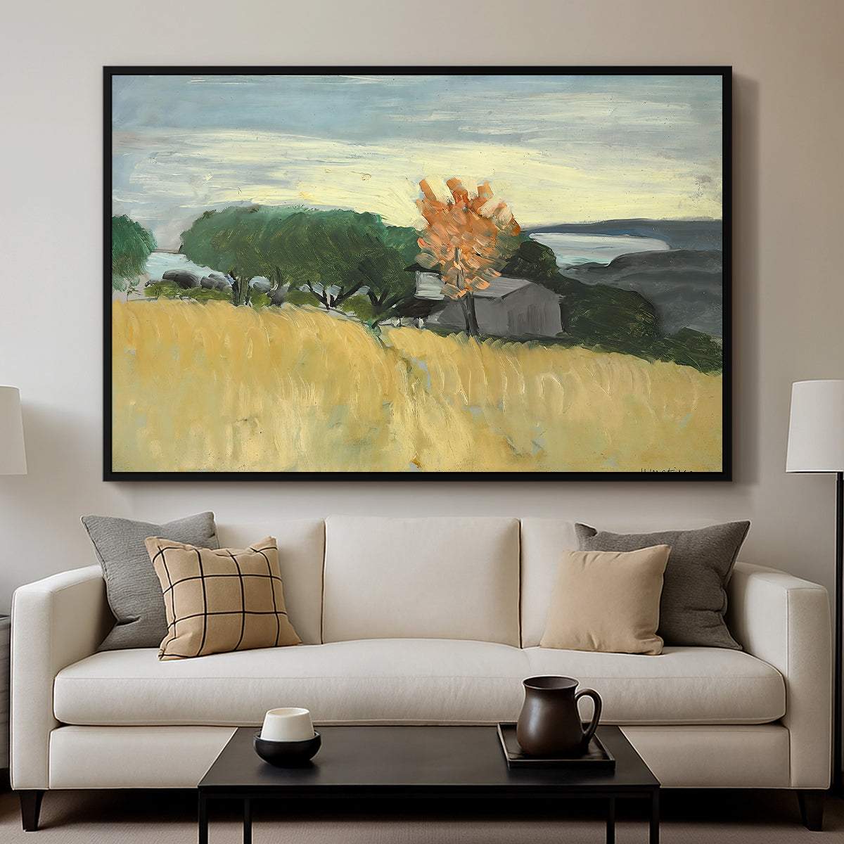 Fields of Wheat in Cagnes, 1918 - Floater Framed Canvas Print