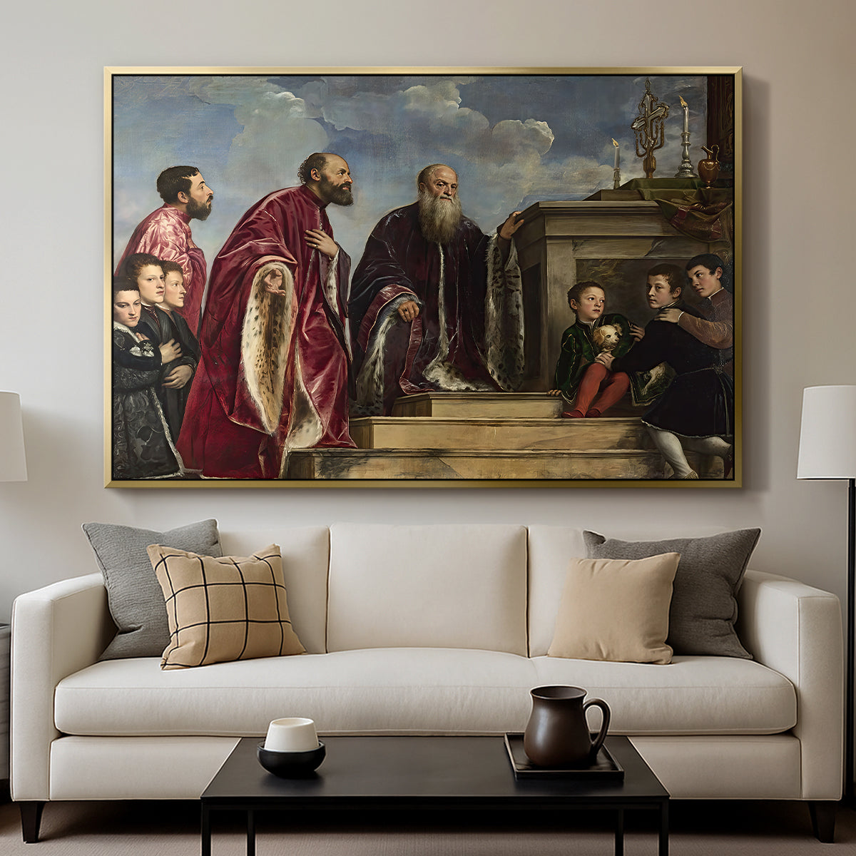 The Vendramin Family Venerating a Relic of the True Cross, c. 1540-1545 - Floater Framed Canvas Print