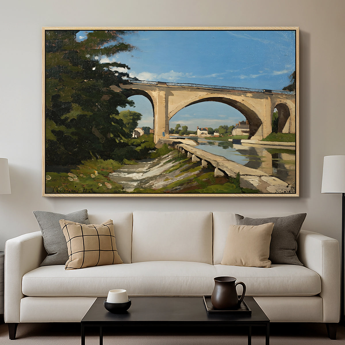 The Railroad Bridge at Briare, 1888 - Floater Framed Canvas Print
