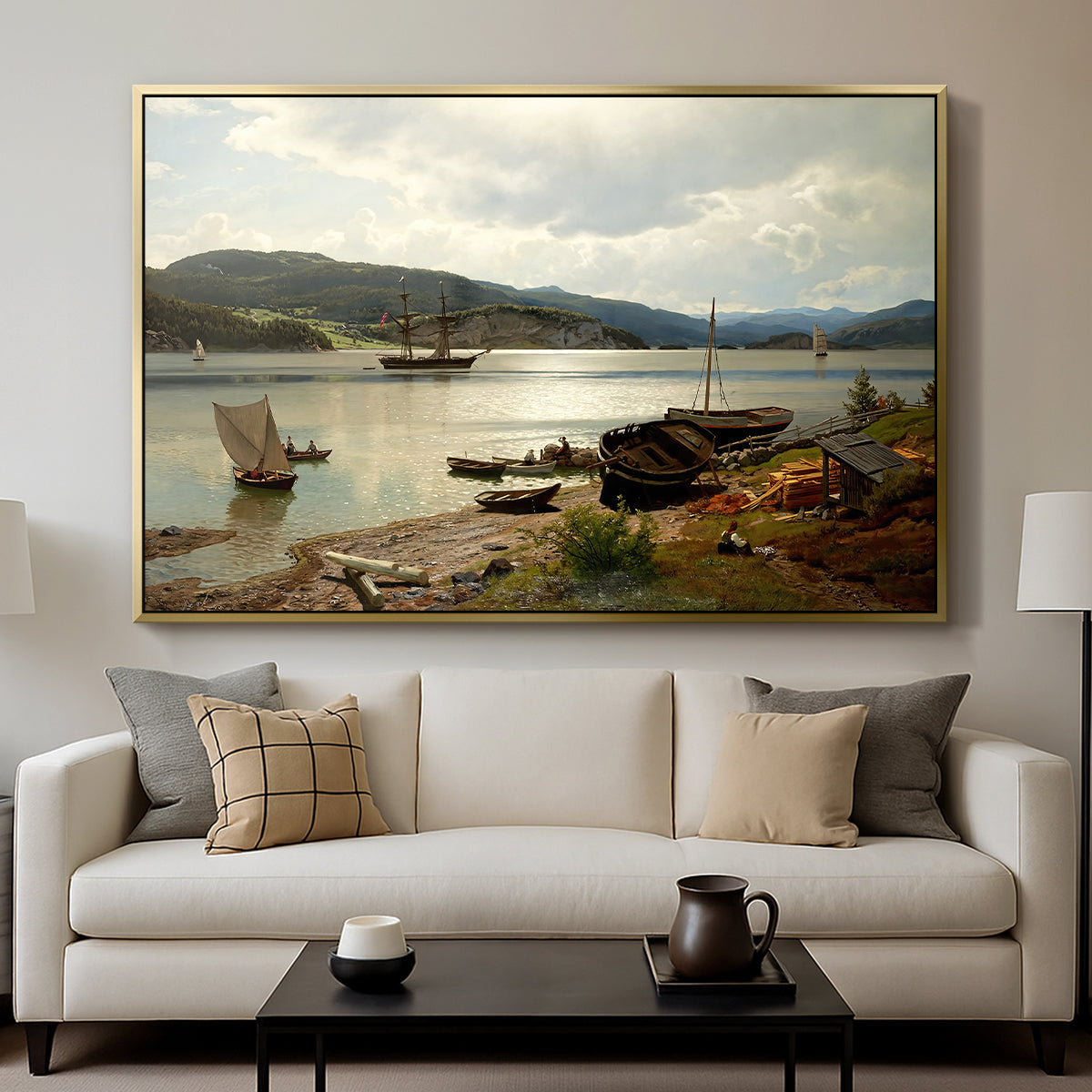By the Water, 1876 - Floater Framed Canvas Print