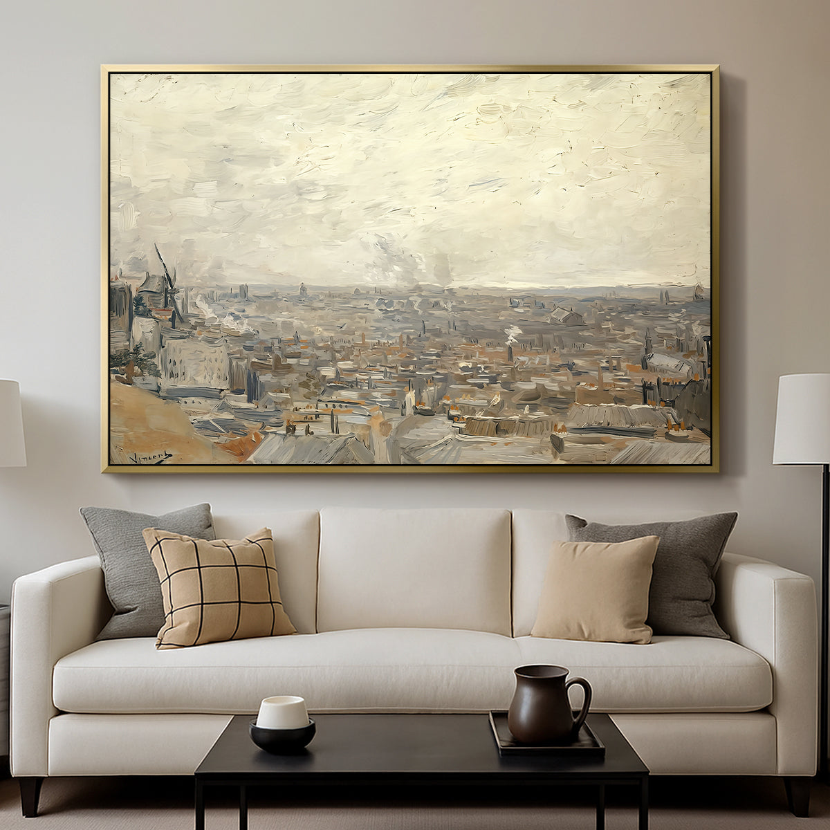 View from Montmartre, 1886 - Floater Framed Canvas Print