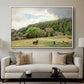 Farm with Grazing Cows (Bondegård med beitende kuer), 1892 - Floater Framed Canvas Print