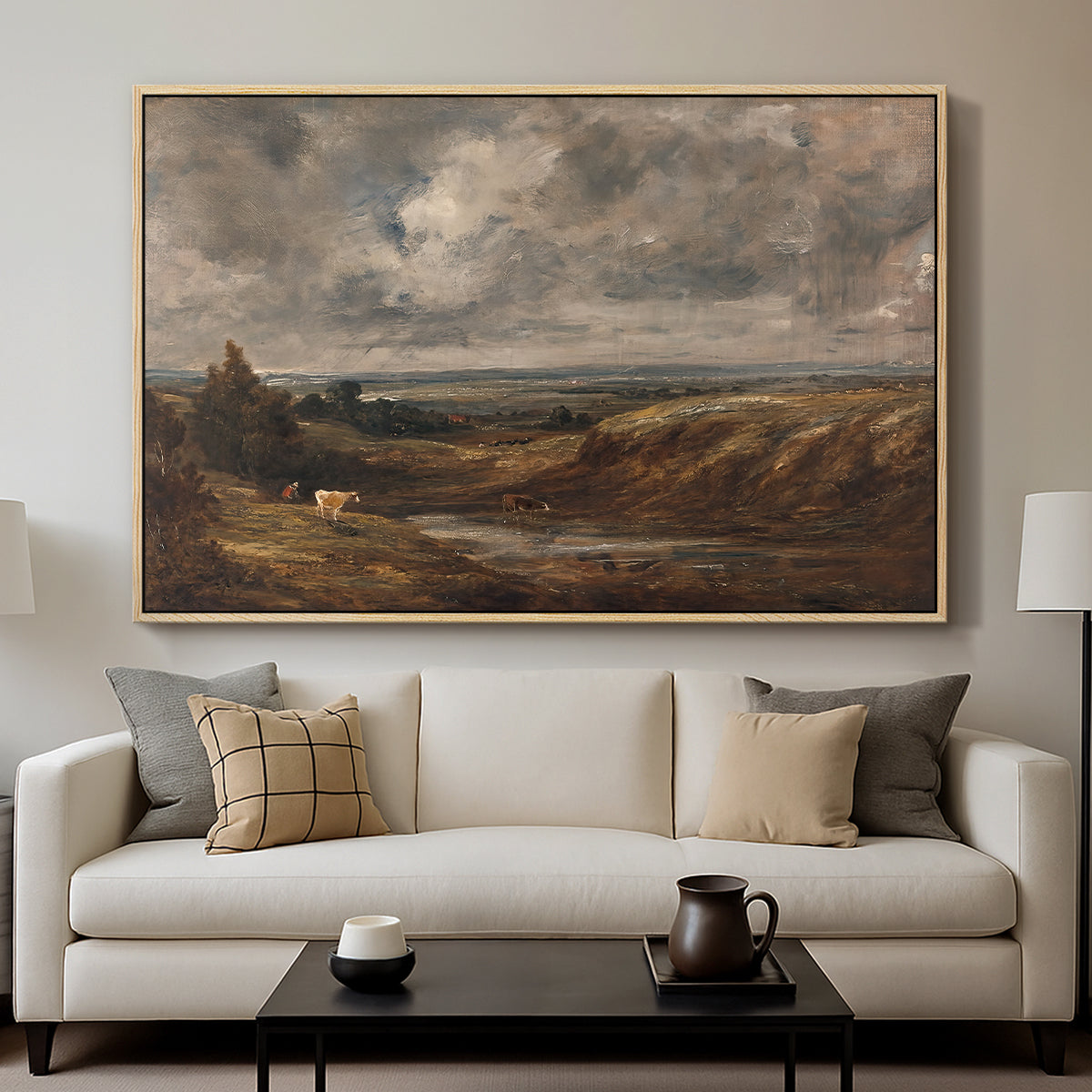 Hampstead Heath, 1825 - Floater Framed Canvas Print