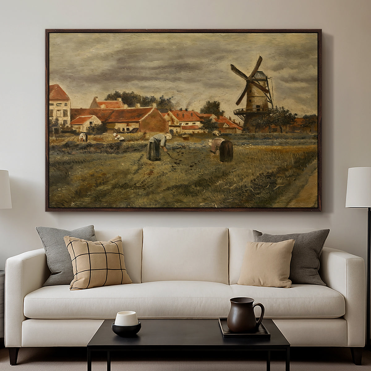 The Potato Harvest, c. 1875 - Floater Framed Canvas Print