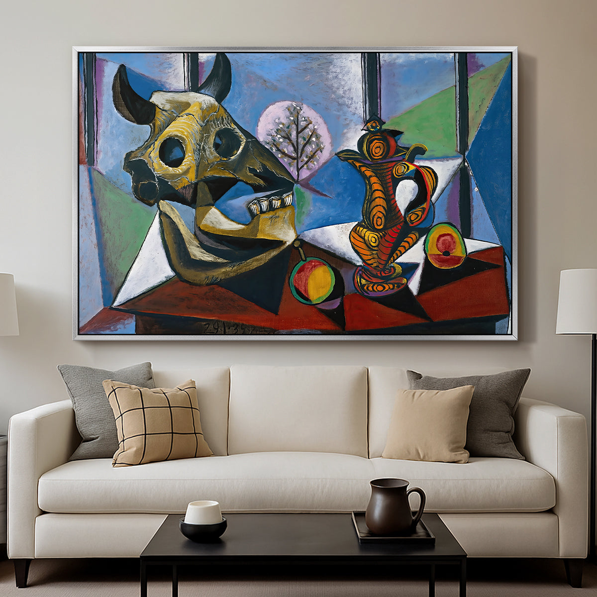Still Life with Bull's Skull, 1939 - Floater Framed Canvas Print