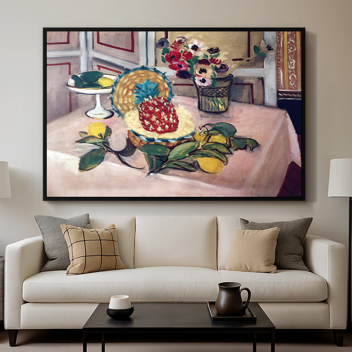 Still Life with Pineapple and Lemons, 1925 - Floater Framed Canvas Print