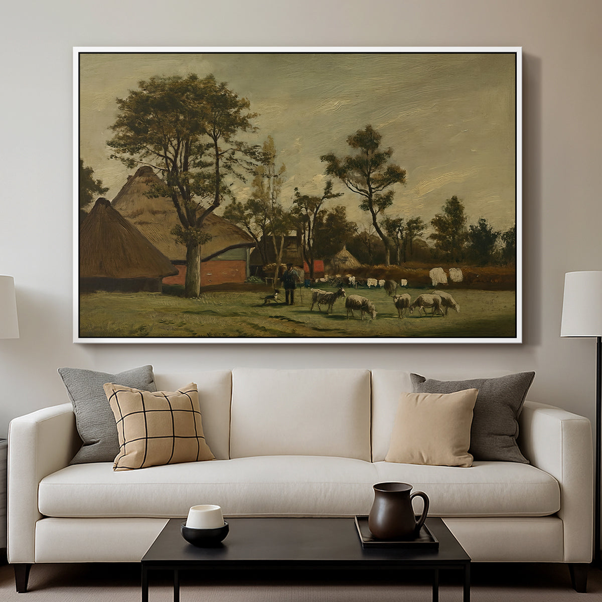 Farmhouse, c. 1865-1875 - Floater Framed Canvas Print