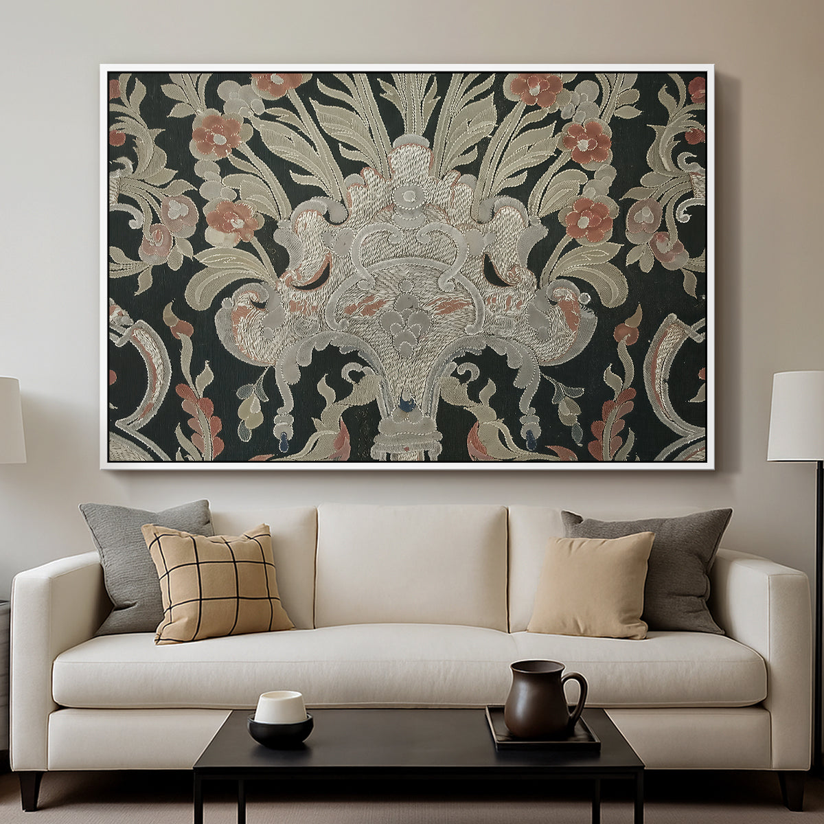 Hanging (Printed Textile), c. 18th Century - Floater Framed Canvas Print