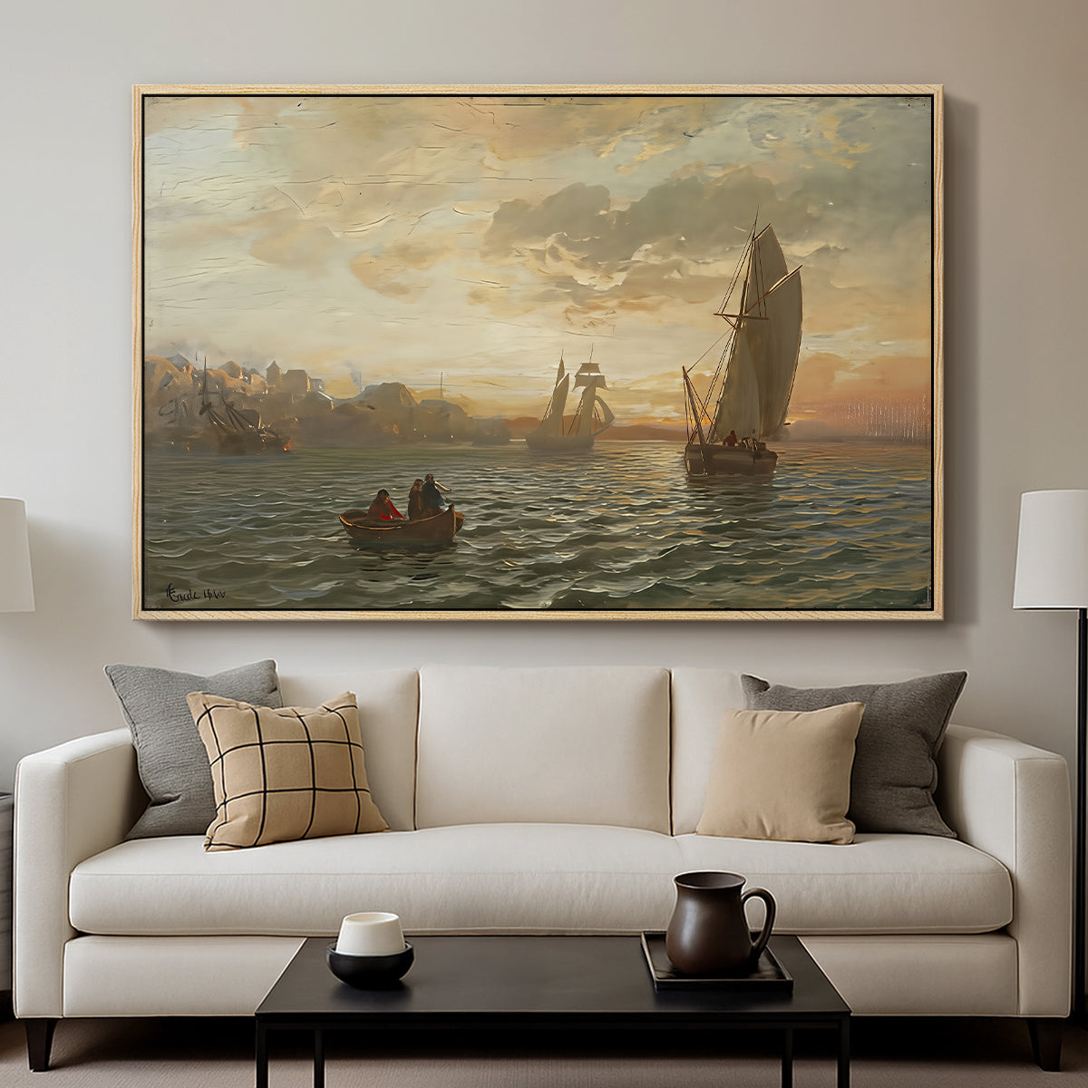 View from the Oslofjord, 1866 - Floater Framed Canvas Print