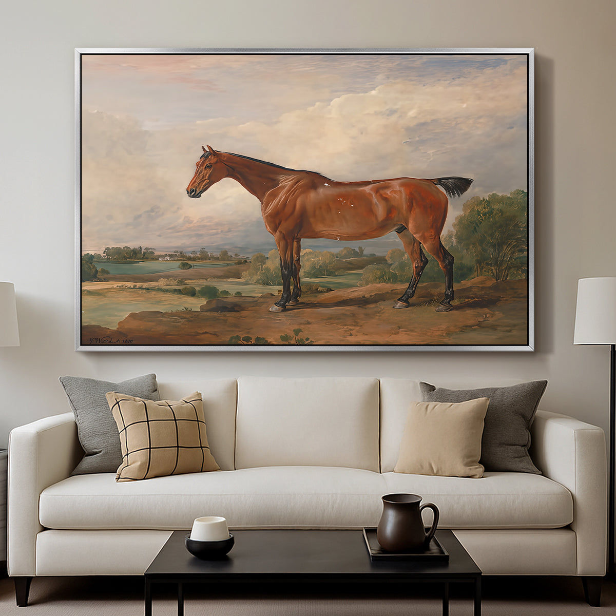 A Hunter in a Landscape, c. 1810 - Floater Framed Canvas Print