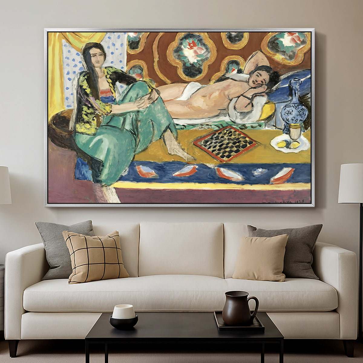 Odalisques Playing Checkers (Odalisques jouant aux dames), 1928 - Floater Framed Canvas Print