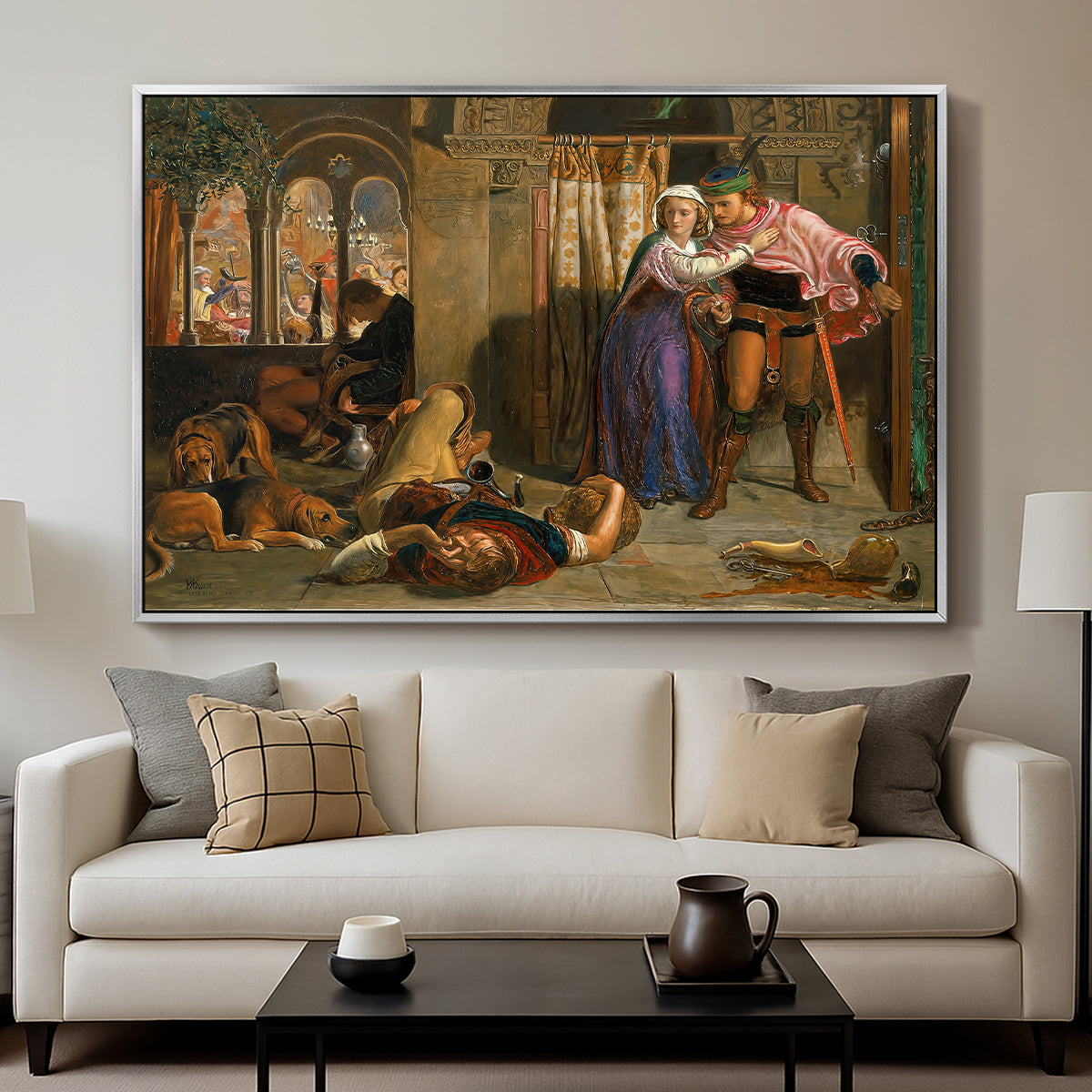 The Flight of Madeline and Porphyro, 1848 - Floater Framed Canvas Print