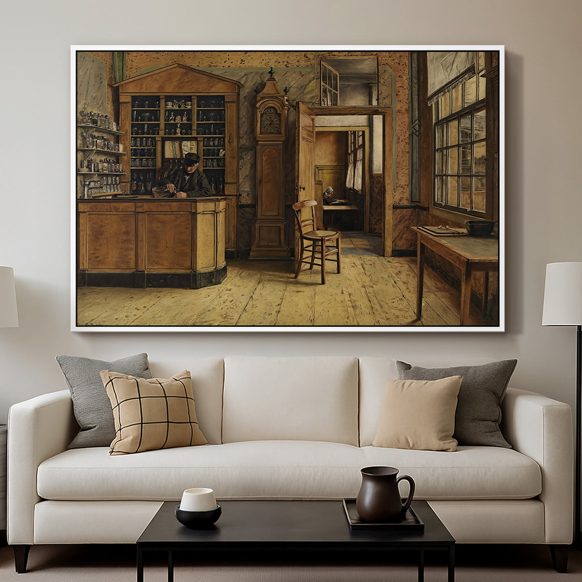The Old Inn 'Het Loodshuis' in Antwerp, 1877 - Floater Framed Canvas Print