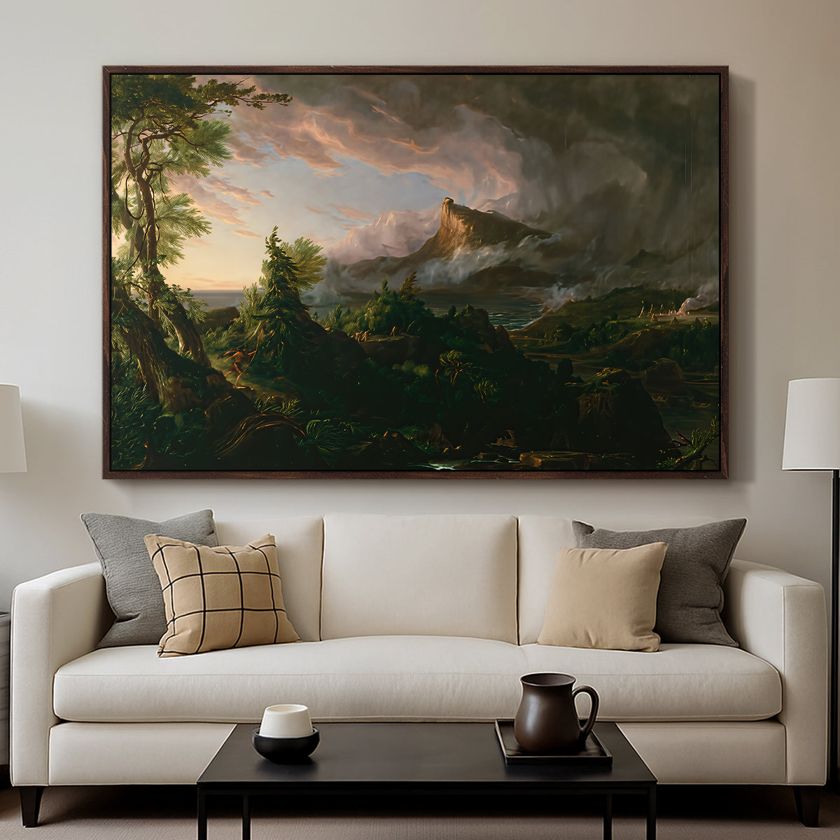 The Course of Empire: The Savage State, 1834 - Floater Framed Canvas Print