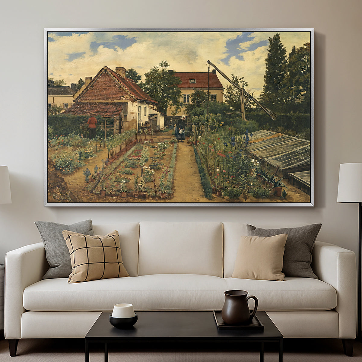 Garden of a Florist (The Flower Garden), 1864 - Floater Framed Canvas Print