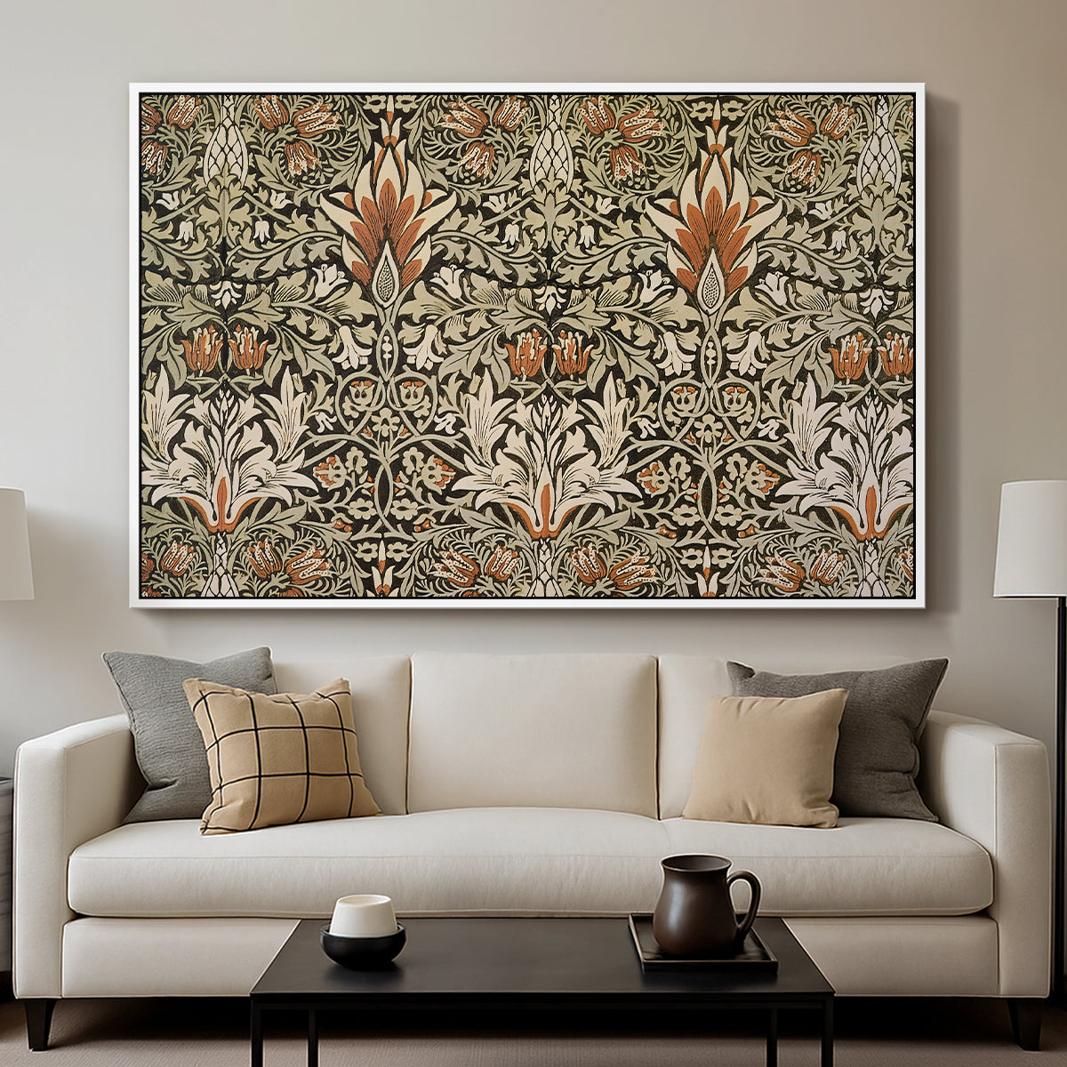 Snakeshead - Charcoal/Spice, c. 1876 - Floater Framed Canvas Print