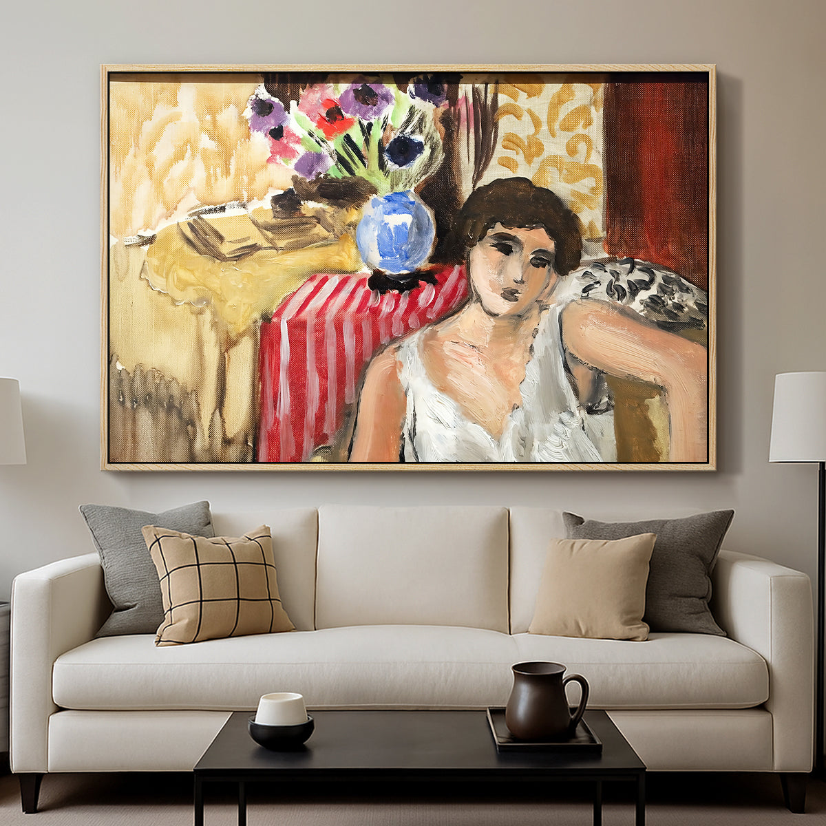 Woman Seated in an Armchair, c. 1920 - Floater Framed Canvas Print