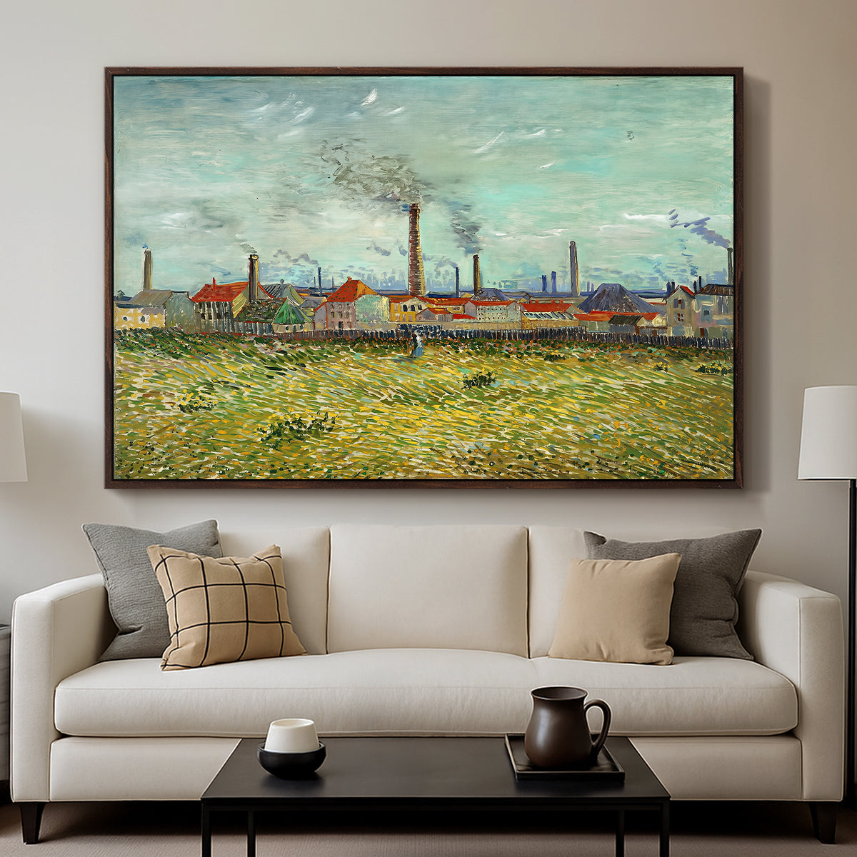 Factories at Clichy, 1887 - Floater Framed Canvas Print