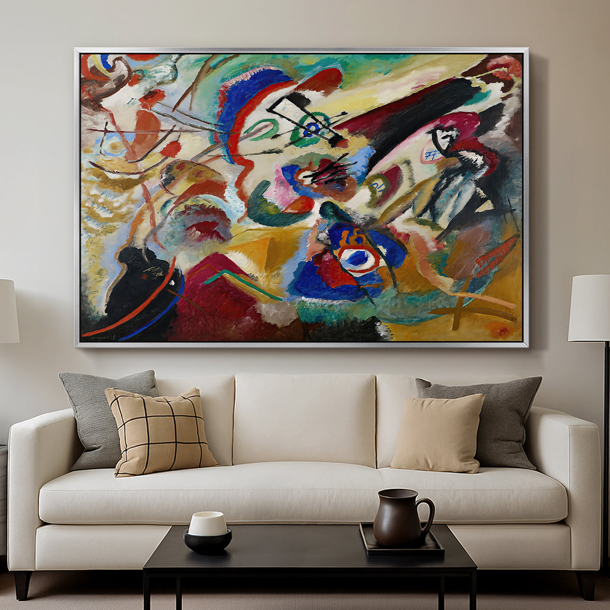 Fragment 2 for Composition VII, 1913 - Floater Framed Canvas Print