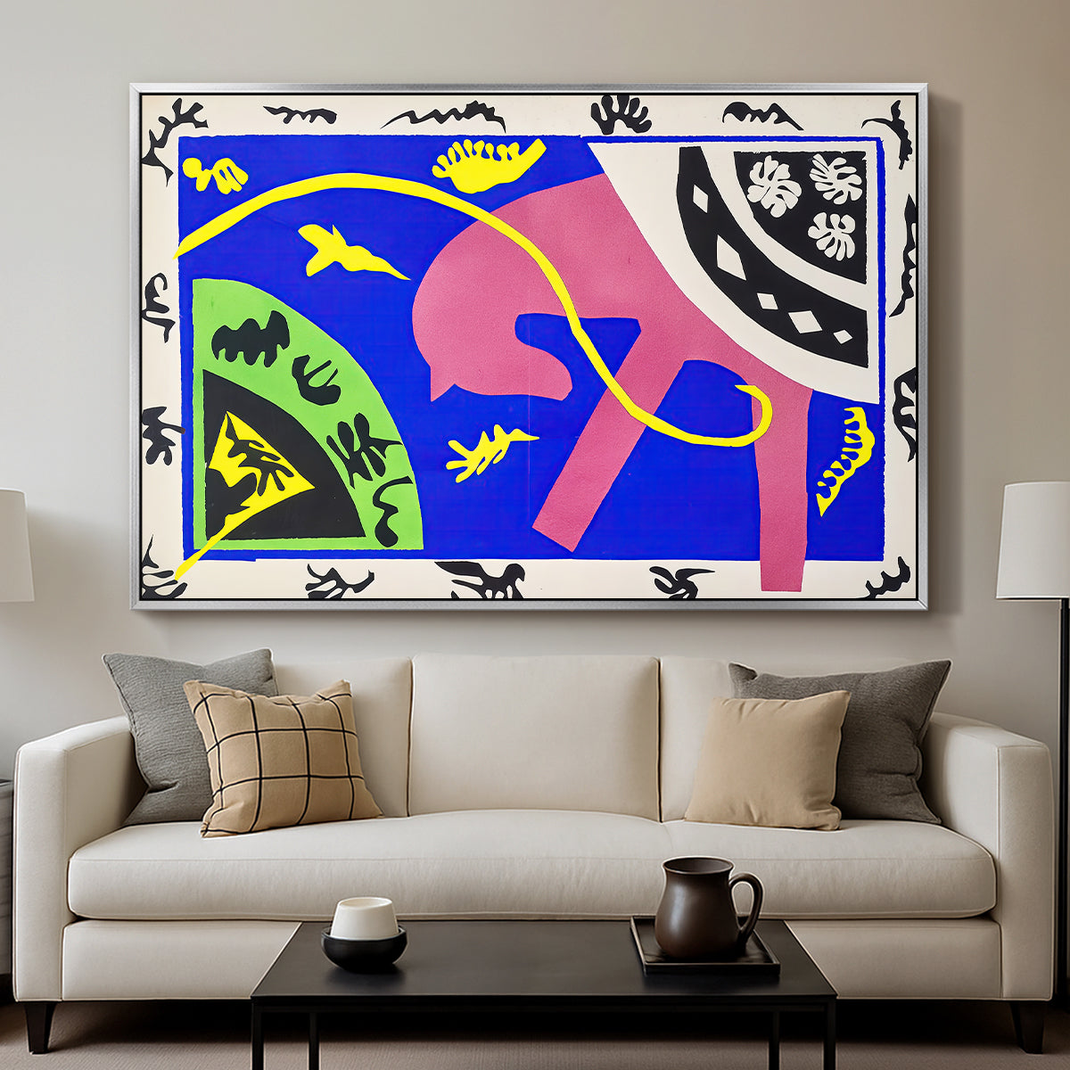 The Horse, the Rider and the Clown, from Jazz, 1947 - Floater Framed Canvas Print