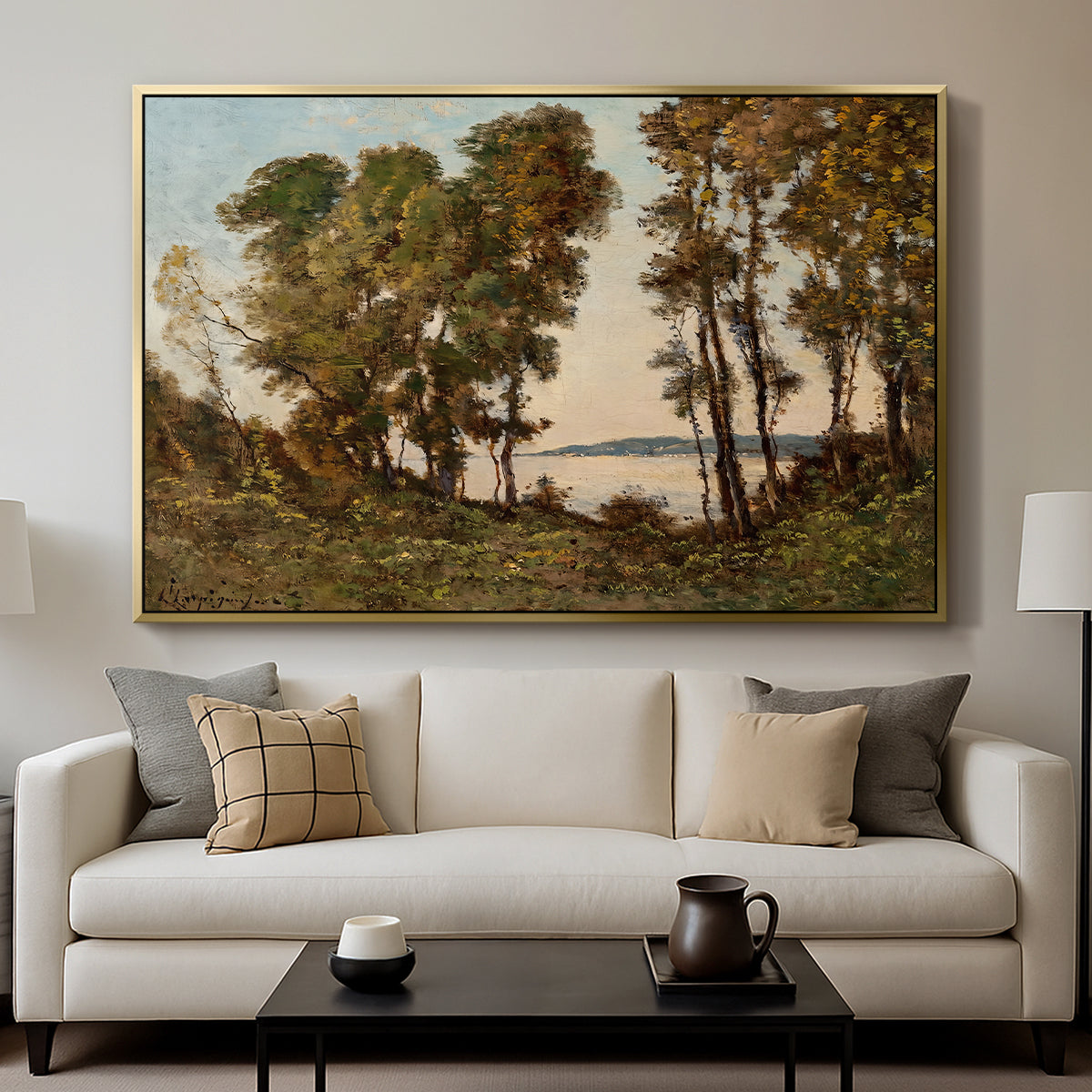 The Banks of the Allier, 1894 - Floater Framed Canvas Print