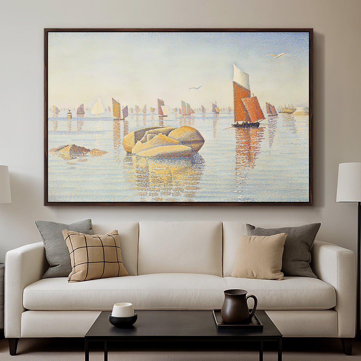 Concarneau, Quiet Morning, Opus 219, 1891 - Floater Framed Canvas Print