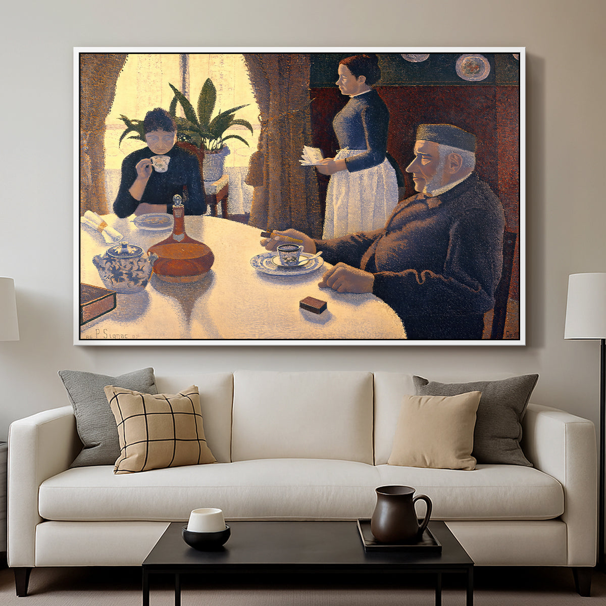 The Dining Room (Breakfast), 1886-1887 - Floater Framed Canvas Print